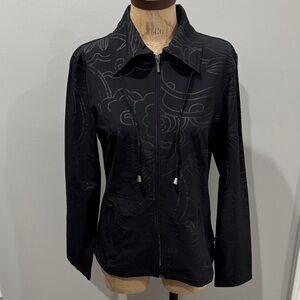 Zenergy by Chico’s Patterned Black Women's Lightweight Utility Jacket Size 0